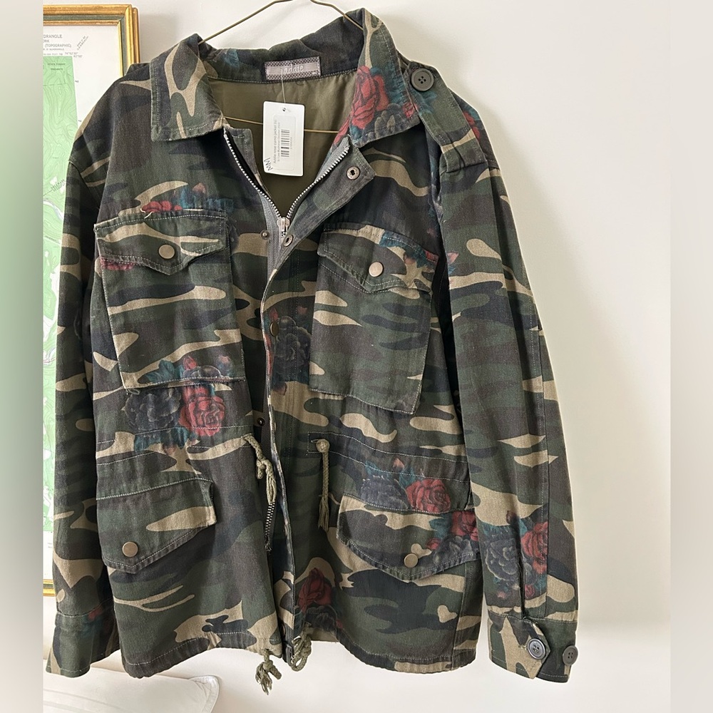 Addie Rose Camouflage Rose Print Utility  Jacket